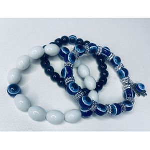 3 Charming Fortified Goodluck Blue Eyes Hand Bracelet*