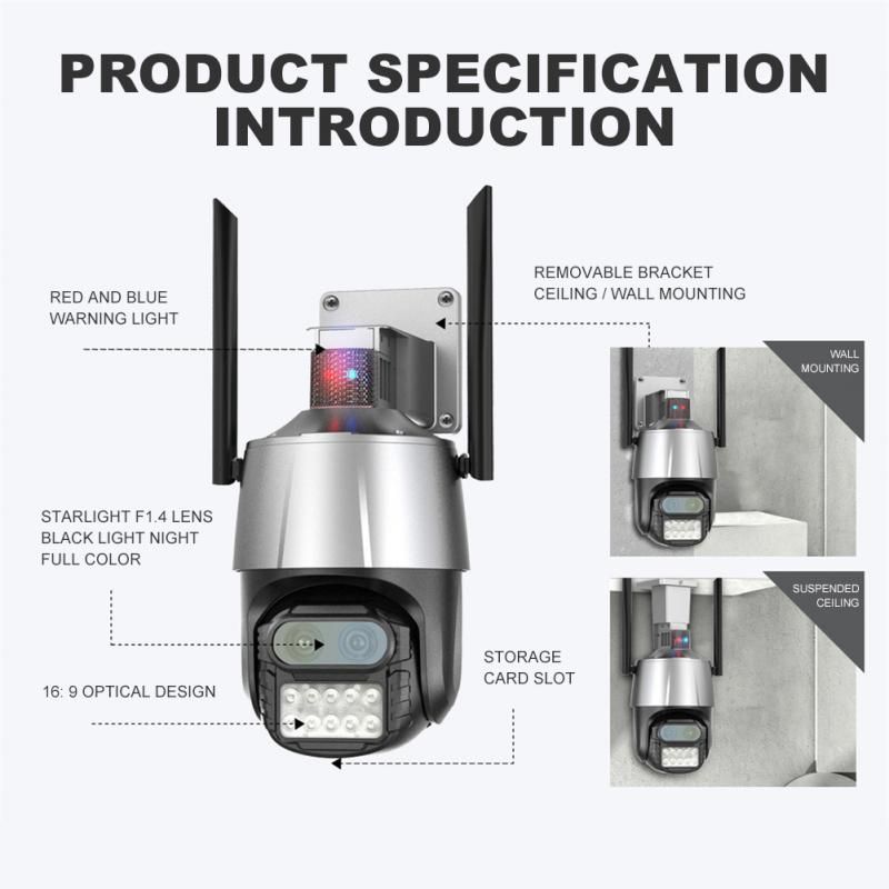 8MP  WIFI IP Camera Audio CCTV Surveillance Outdoor 8X Digital Zoom Night Full Color Wireless Waterproof Security