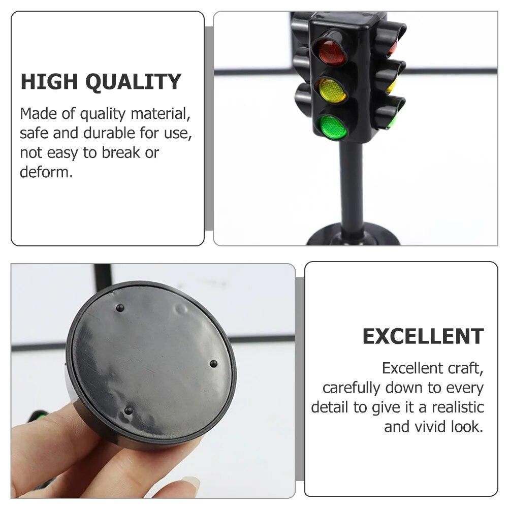 12 Pcs Early Childhood Education Toys Crosswalk Light Signal Models Traffic Children Miniature Abs Educational Signs Kid Cars