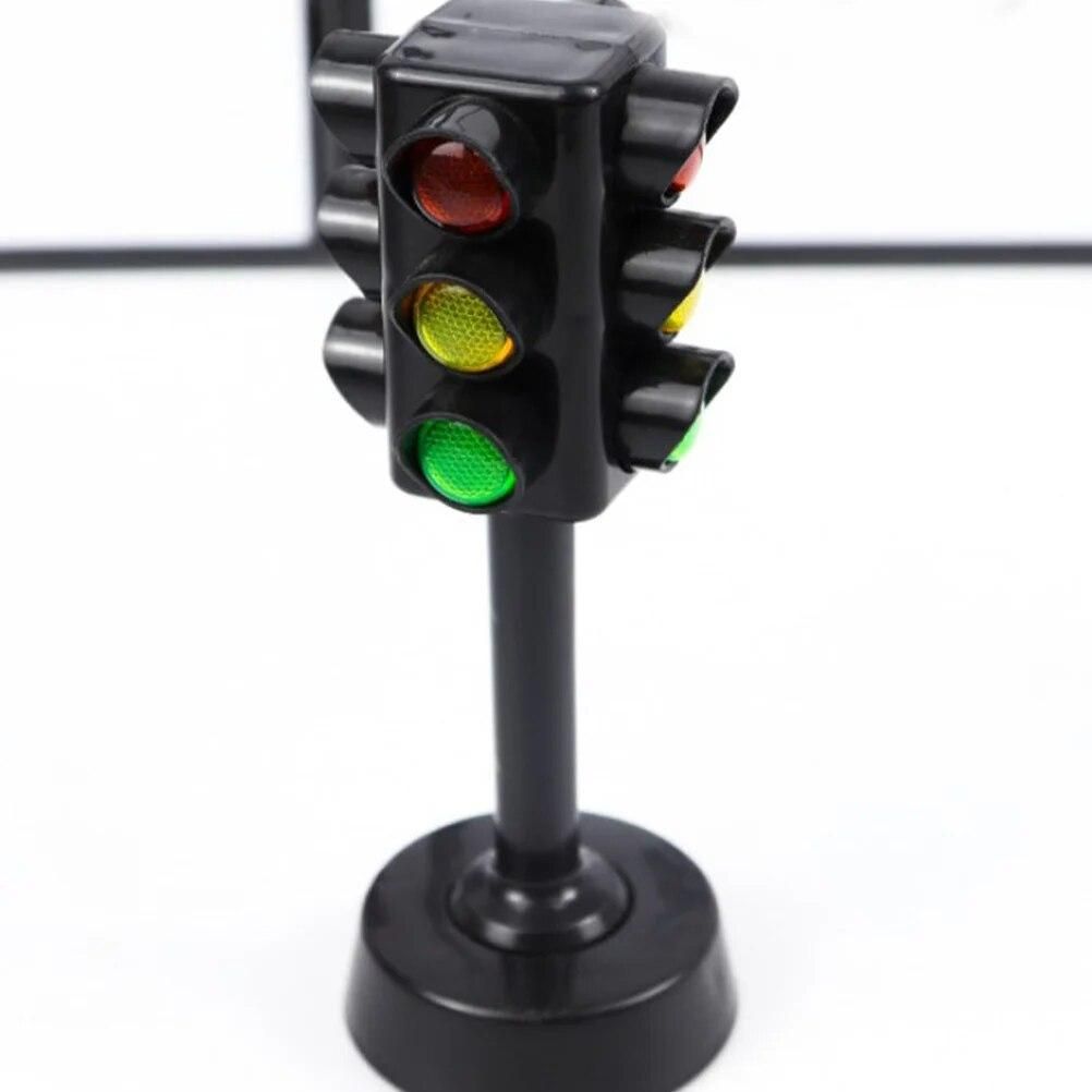 12 Pcs Early Childhood Education Toys Crosswalk Light Signal Models Traffic Children Miniature Abs Educational Signs Kid Cars