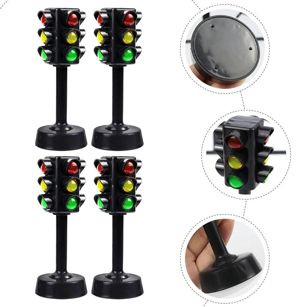 12 Pcs Early Childhood Education Toys Crosswalk Light Signal Models Traffic Children Miniature Abs Educational Signs Kid Cars