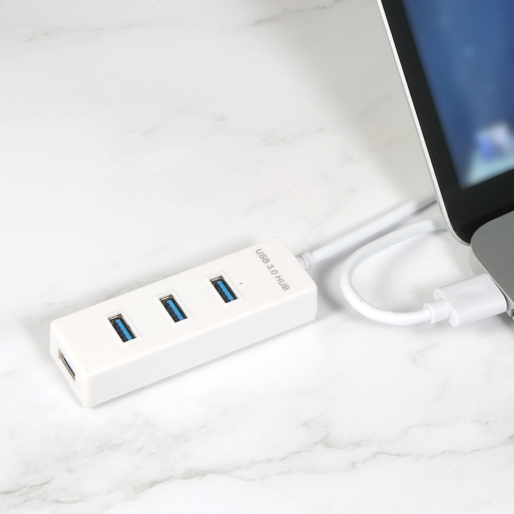 USB3.0 Hi-speed Hub 4 Port USB3.0 Hub with Micro USB Power Supply Simultaneous Use 5Gbps Transmission Large Files Small & Light