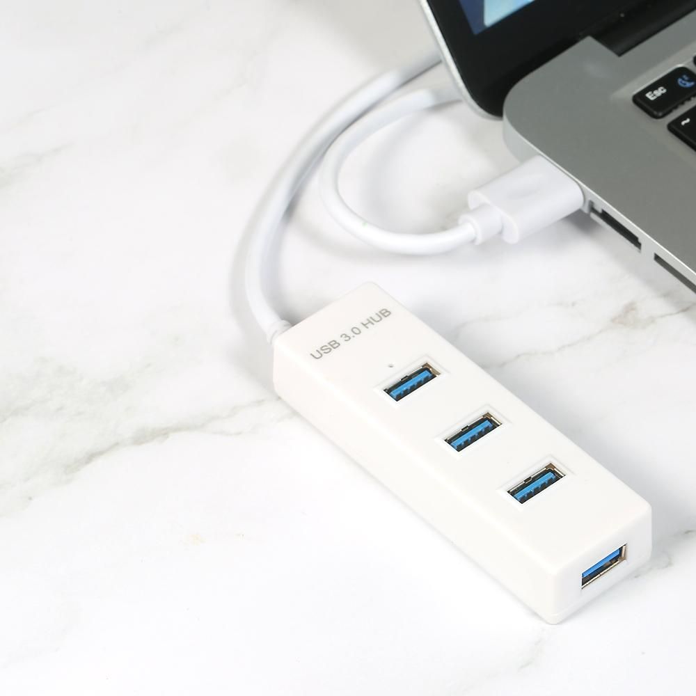 USB3.0 Hi-speed Hub 4 Port USB3.0 Hub with Micro USB Power Supply Simultaneous Use 5Gbps Transmission Large Files Small & Light