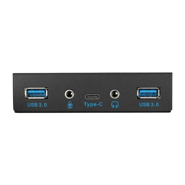 5 Ports USB 3.1 USB 3.0 Hub Spilitter HD Audio 3.5mm TYPE-C Port Front Panel With Power Adapter For Desktop 3.5" Floppy Bay