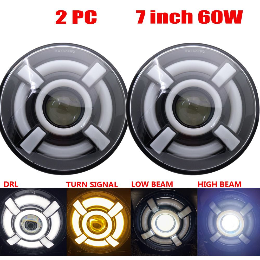 For Nissan Patrol Y60 Hummer H1&H2 Lada 4X4 7inch LED Headlight DRL For Jeep Wrangler TJ JK LJ CJ
