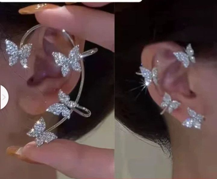 One Sided Shimmering Butterfly Clip On Earring