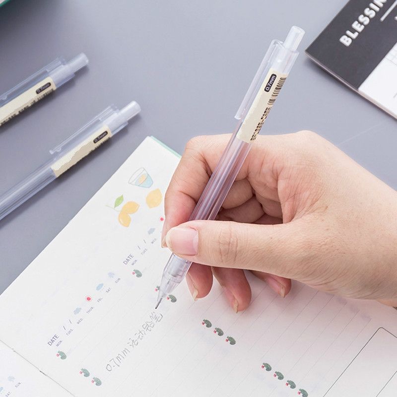 2 PCS Activity Pencil Frosted Transparent Hexagon Pen Student Pencil, Refill:0.5mm, Lead Hardness:2B