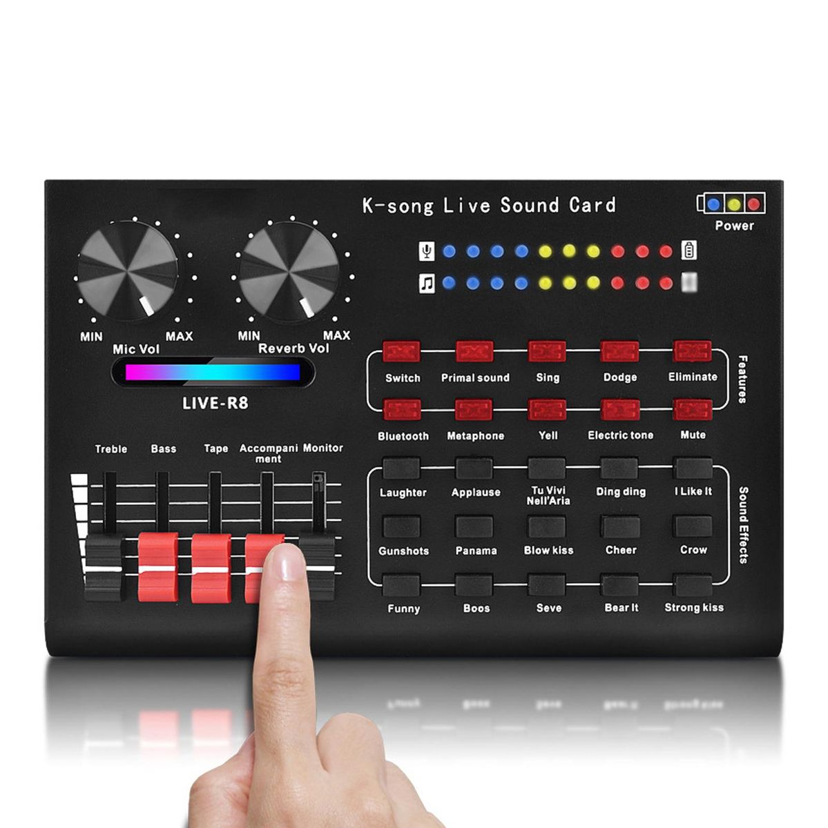 R8 Voice Changer Sound Mixer Board For Live Sound Card Multiple Sound Effects Audio Mixer Singing Equipment
