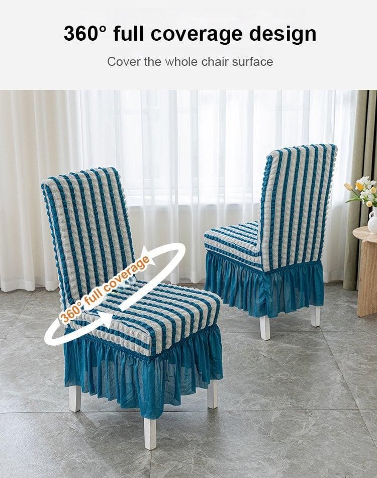 Seersucker Chair Cover for Dining Room Banquet Chair Slipcover Stretch Chair Skirt Elastic Wedding Chair Decoration
