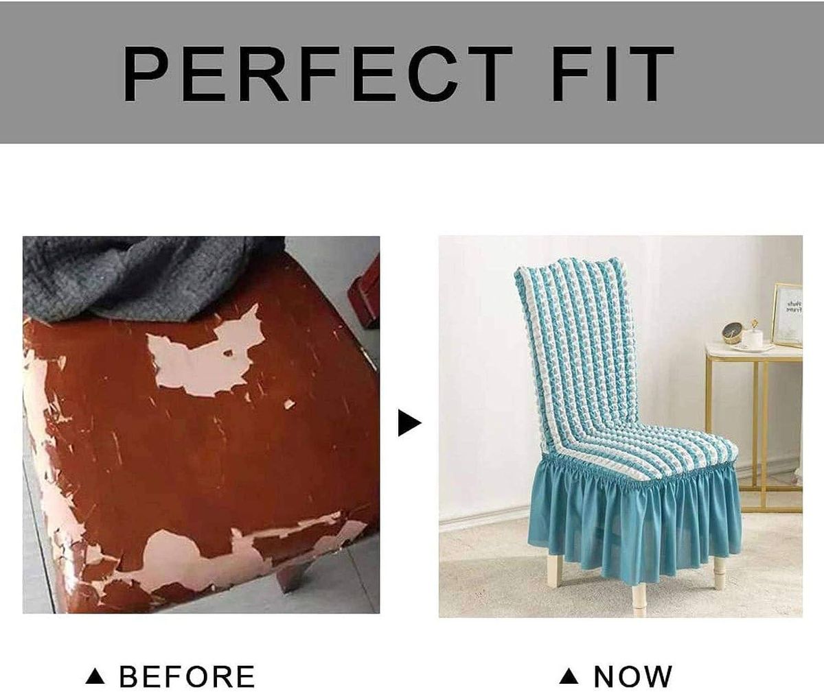 Seersucker Chair Cover for Dining Room Banquet Chair Slipcover Stretch Chair Skirt Elastic Wedding Chair Decoration