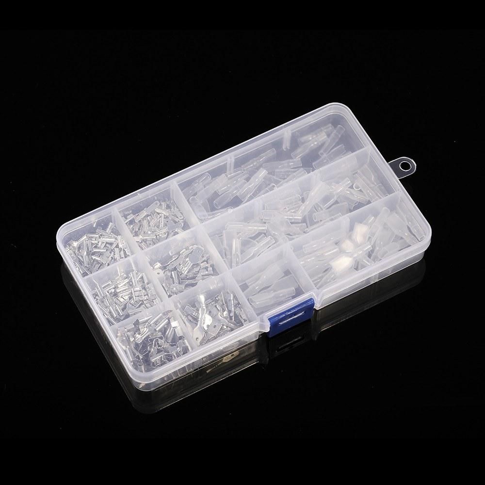 270Pcs/Box Non-insulated Mixed 2.8mm 4.8mm 6.3mm Male and Female Spade Connector Wire Crimp Terminal Block with Insulating Sleeve Assortment Kit