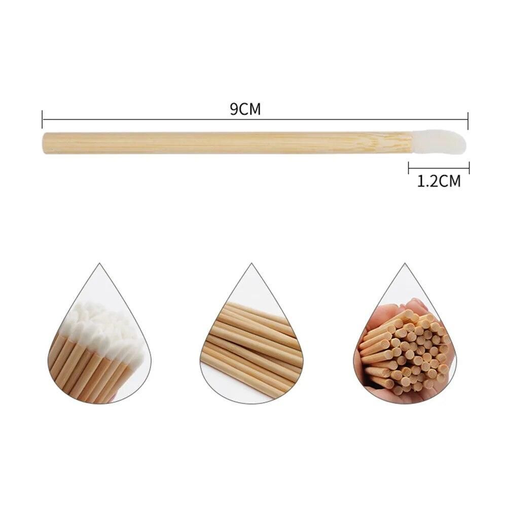 50pcs Disposable Lip Brush Eyelash Brushes Bamboo Handle Lipstick Mascara Wand Extension Applicator Cleaner Beauty Makeup Tools