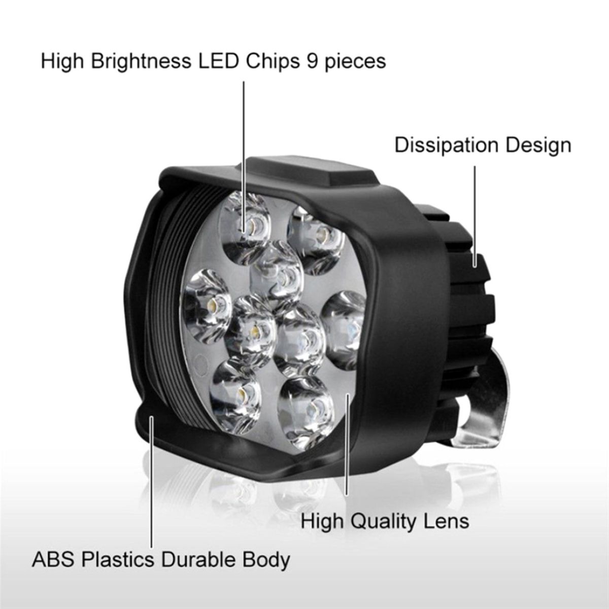 2Pcs Motorcycle Leds External Light 6000K IP68 Waterproof Electric-Vehicle Scooter Headlight Driving Fog Lamp