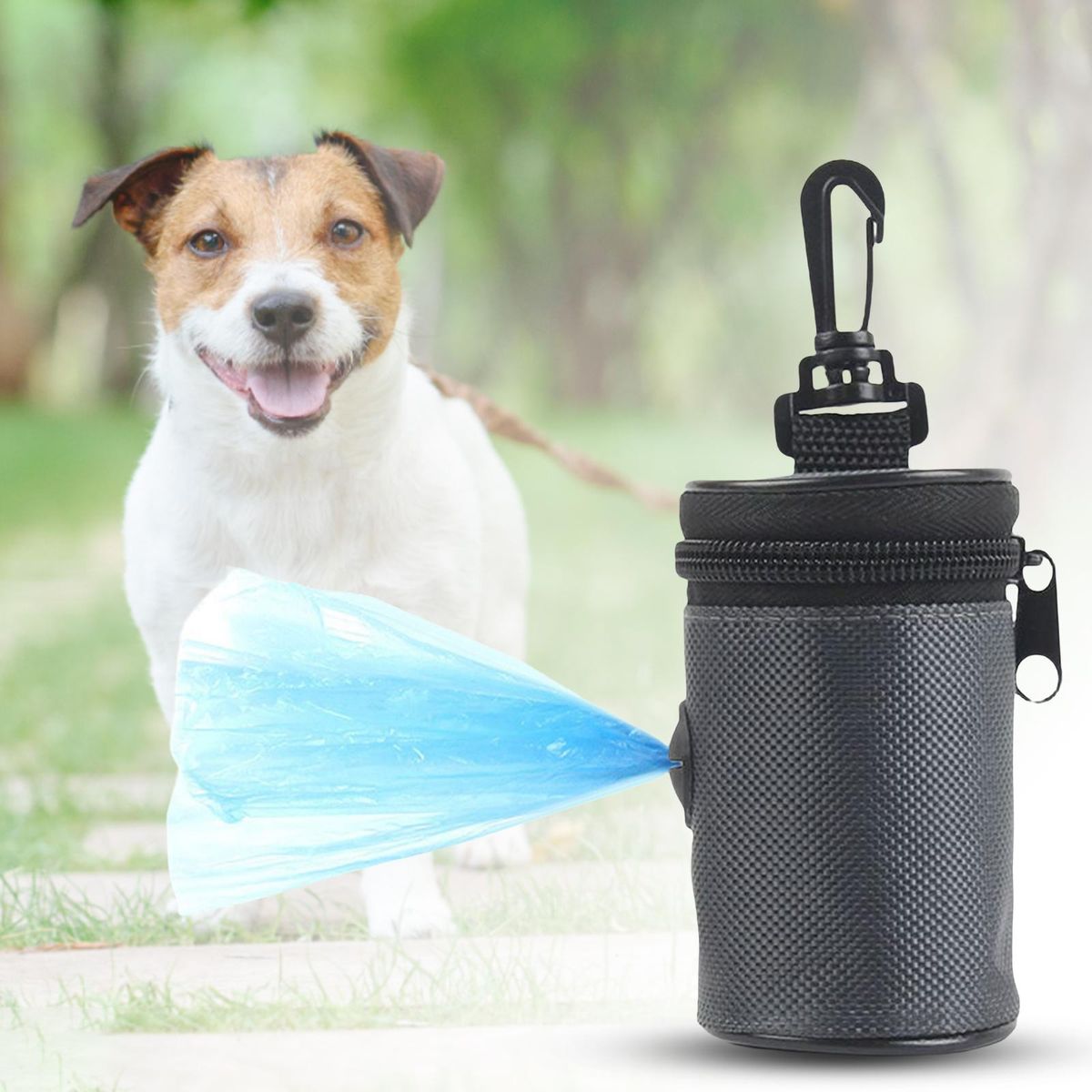 Dog  Bag Holder Dispenser Carrier Case Zipped Pouch Grey