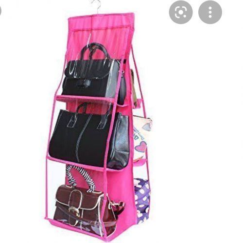 6 Pocket Foldable Hanging Handbags Purses Storage Organiser