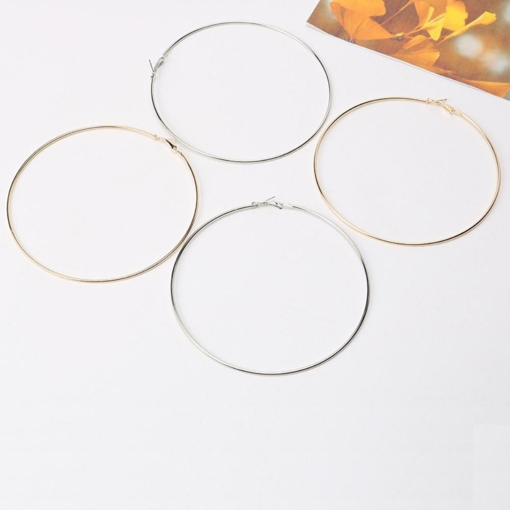 Simple Women Hollow Big Circle Hoop Earrings Party-Golden