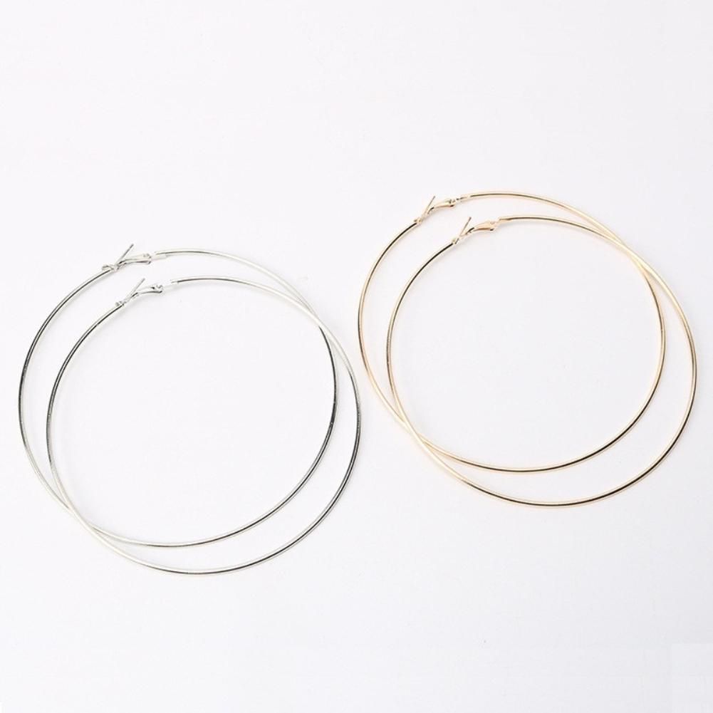 Simple Women Hollow Big Circle Hoop Earrings Party-Golden