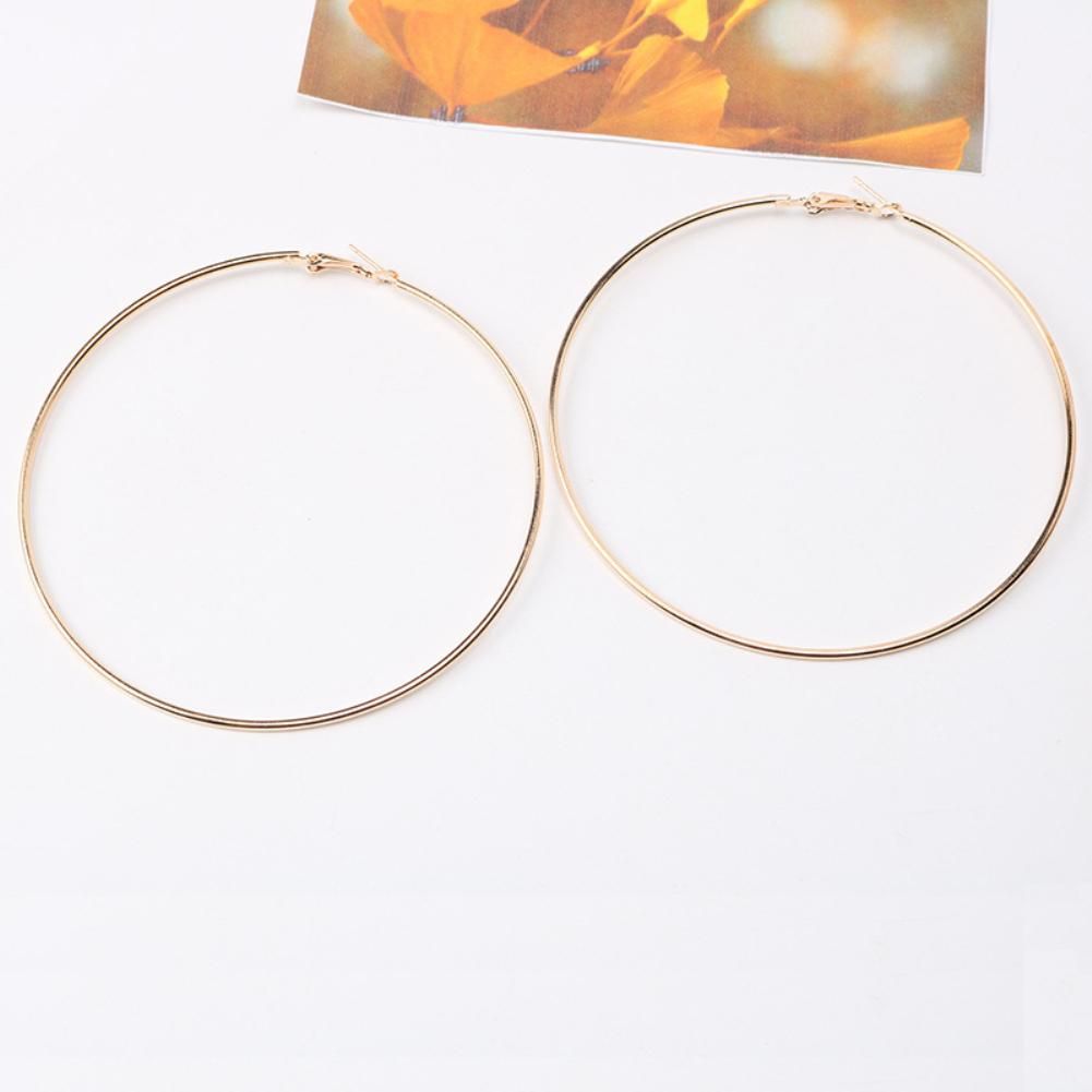 Simple Women Hollow Big Circle Hoop Earrings Party-Golden