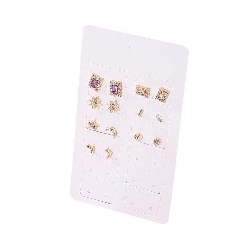 7Pairs/Set Women Rhinestone Inlaid Sun Star Moon Stud-