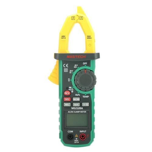 Mastech MS2109A True RMS Auto Range Digital AC DC Clamp Meter 600A Multimeter Volt Amp Ohm HZ Temp Capacitance Tester NCV Test