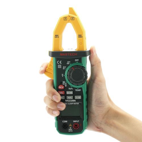 Mastech MS2109A True RMS Auto Range Digital AC DC Clamp Meter 600A Multimeter Volt Amp Ohm HZ Temp Capacitance Tester NCV Test