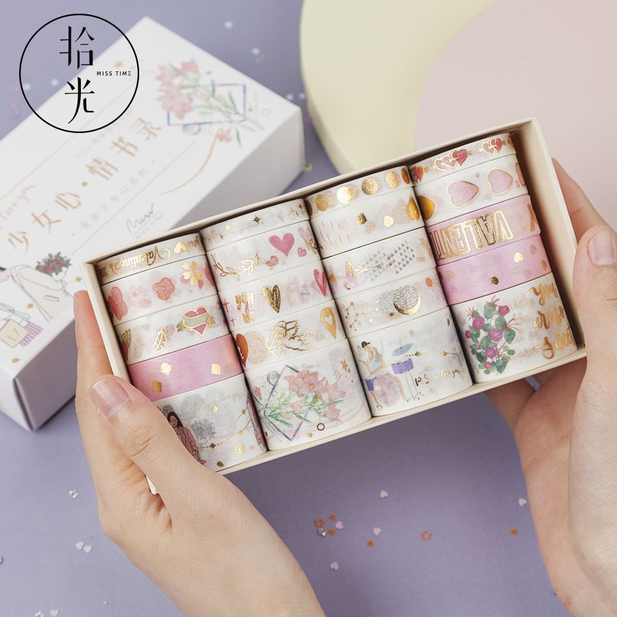 20 Pcs Set Cherry Blossoms Gold Bullet Journal Washi Tape
