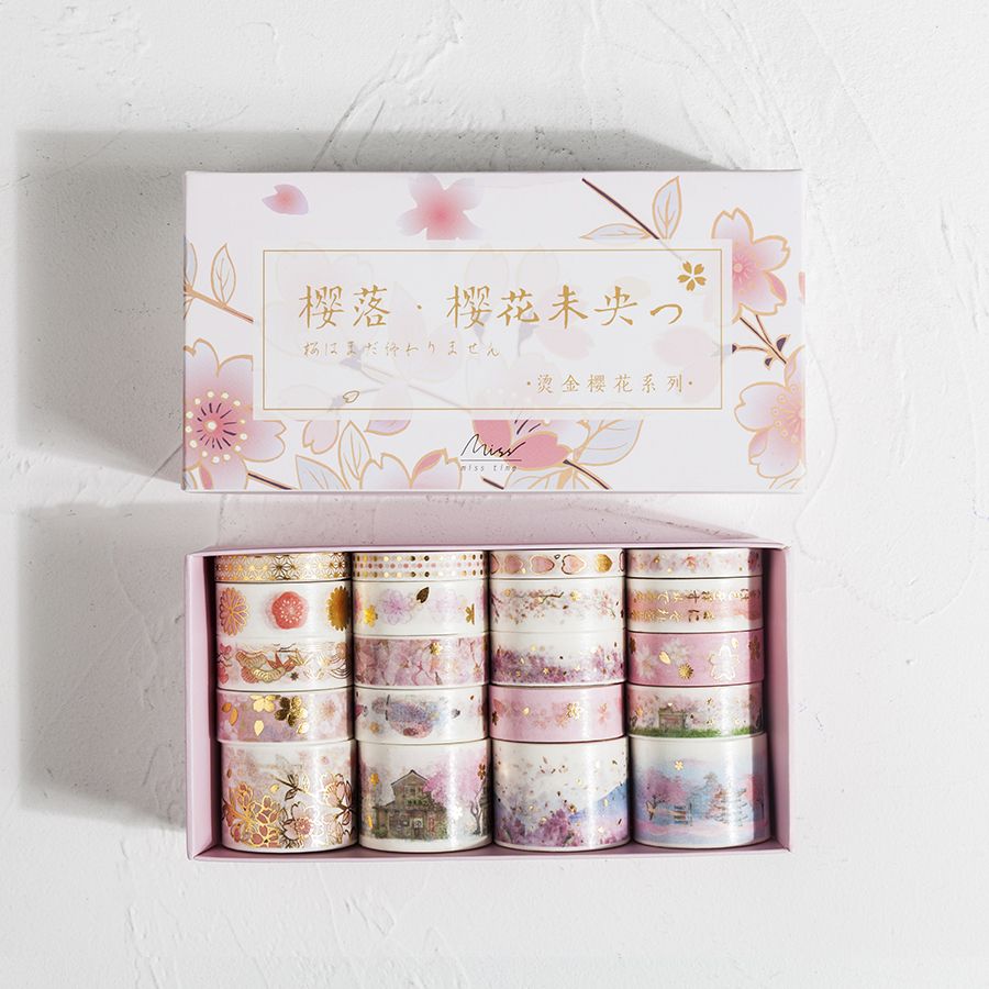20 Pcs Set Cherry Blossoms Gold Bullet Journal Washi Tape