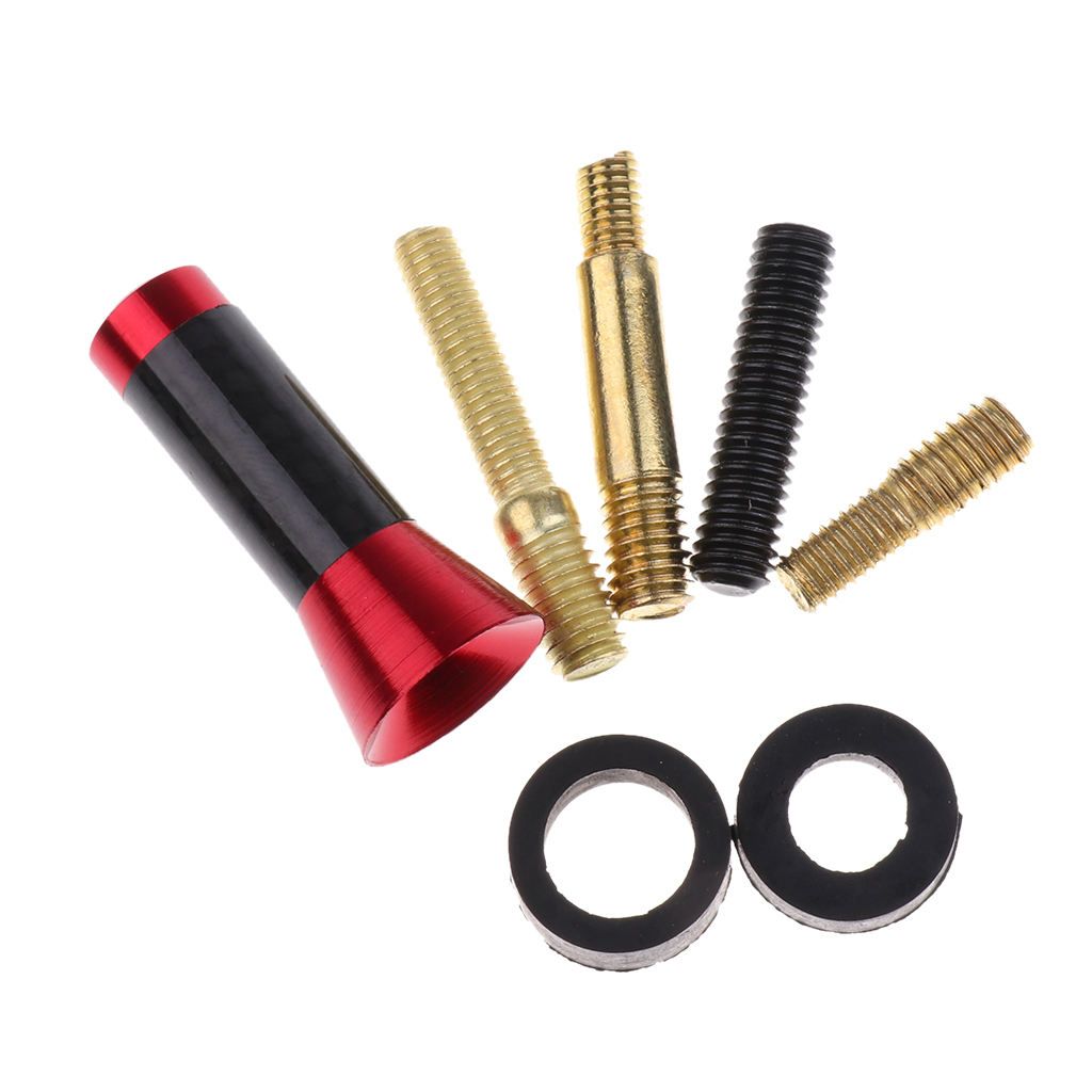 Red Aluminum Carbon Fiber Stubby Style Screw On Short Car Antenna Red