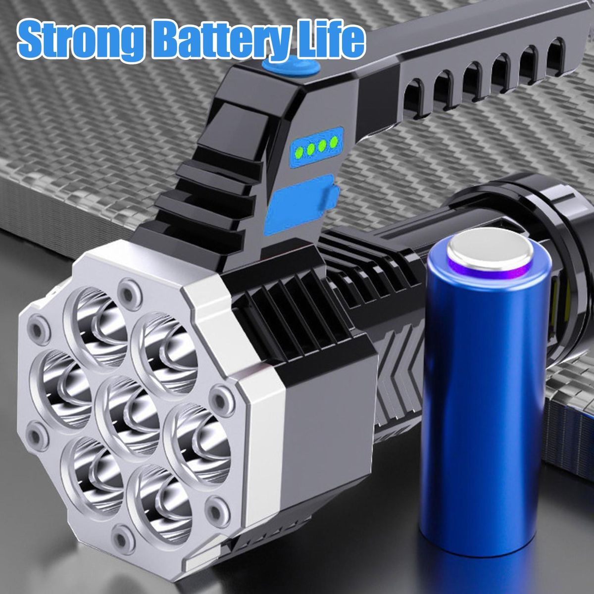 Outdoor Strong Light Flashlight Power Display USB Rechargeable Life Waterproof COB Side Light Patrol Handlamp Fishing Lamp