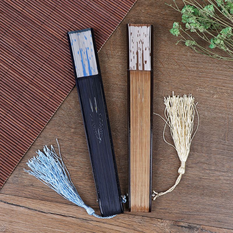 Silk Fan Cartoon Drawing Folding Handle Hand-painted Hand Bamboo Cat Summer Supplies Wedding Cat Fan Party Gifts Pocket