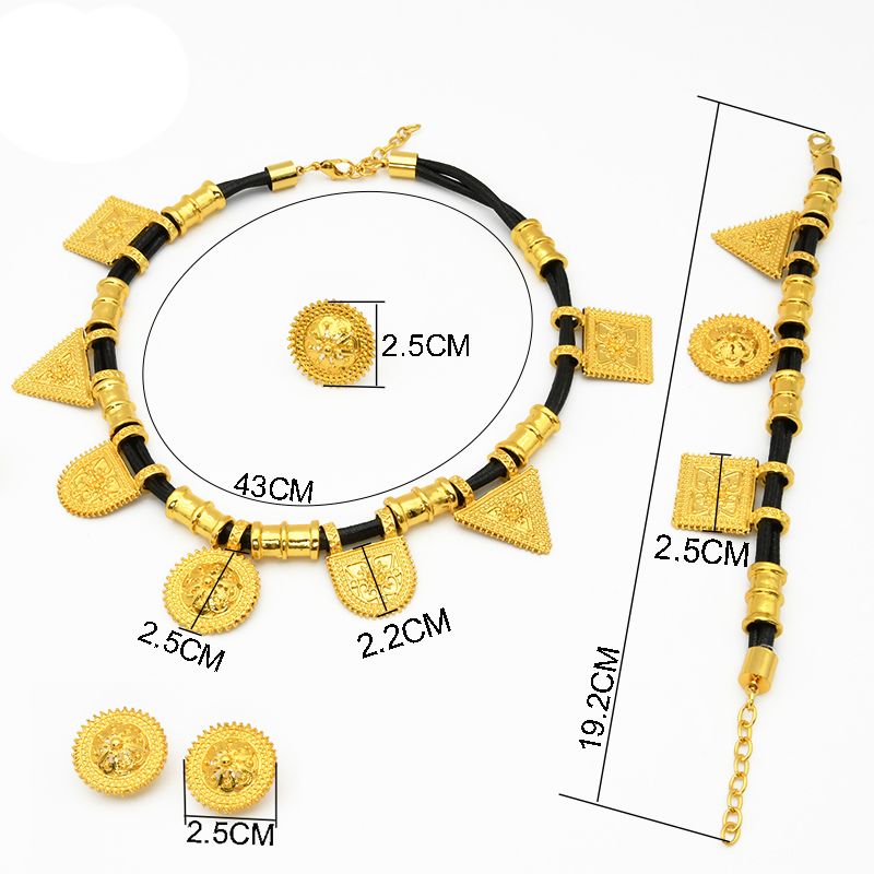 African Jewelry Sets Nigerian Luxury Party Gift Dubai Gold Necklace Bracelet