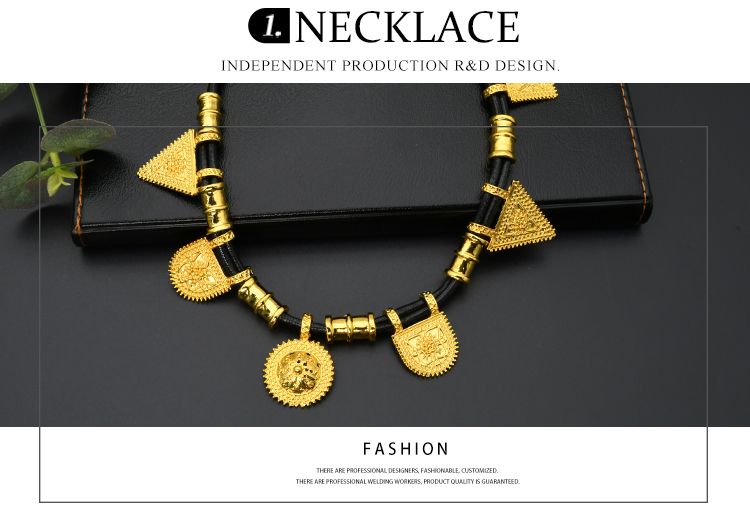 African Jewelry Sets Nigerian Luxury Party Gift Dubai Gold Necklace Bracelet