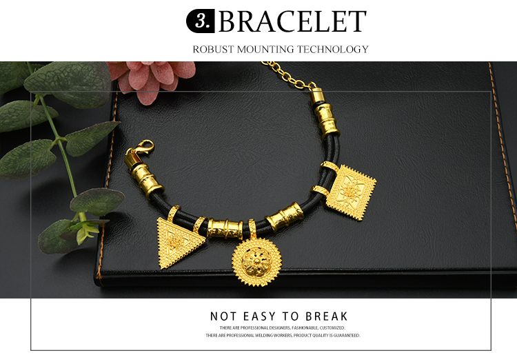 African Jewelry Sets Nigerian Luxury Party Gift Dubai Gold Necklace Bracelet