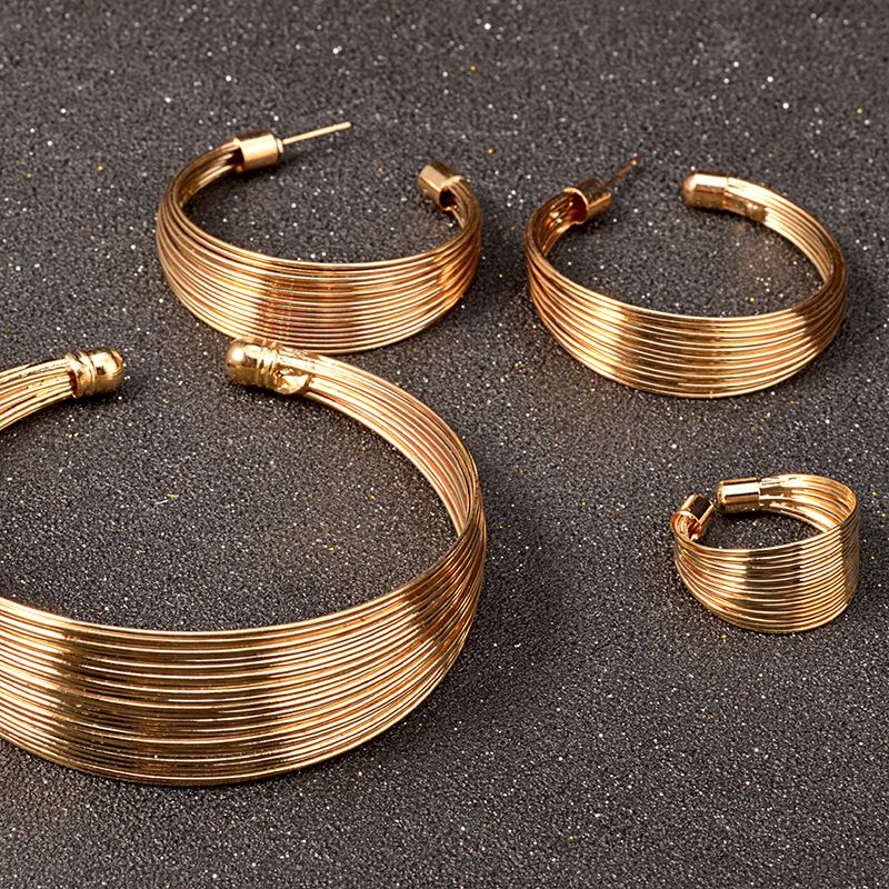Wedding Jewelry Metal Torques Choker Necklaces Bangle Earrings Ring Sets
