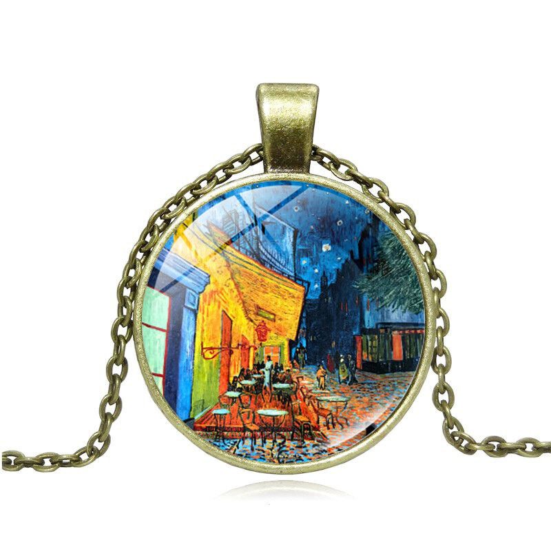 Geometric Round Sunflower Pendant Necklace