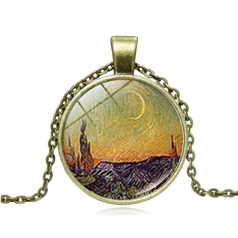 Geometric Round Sunflower Pendant Necklace