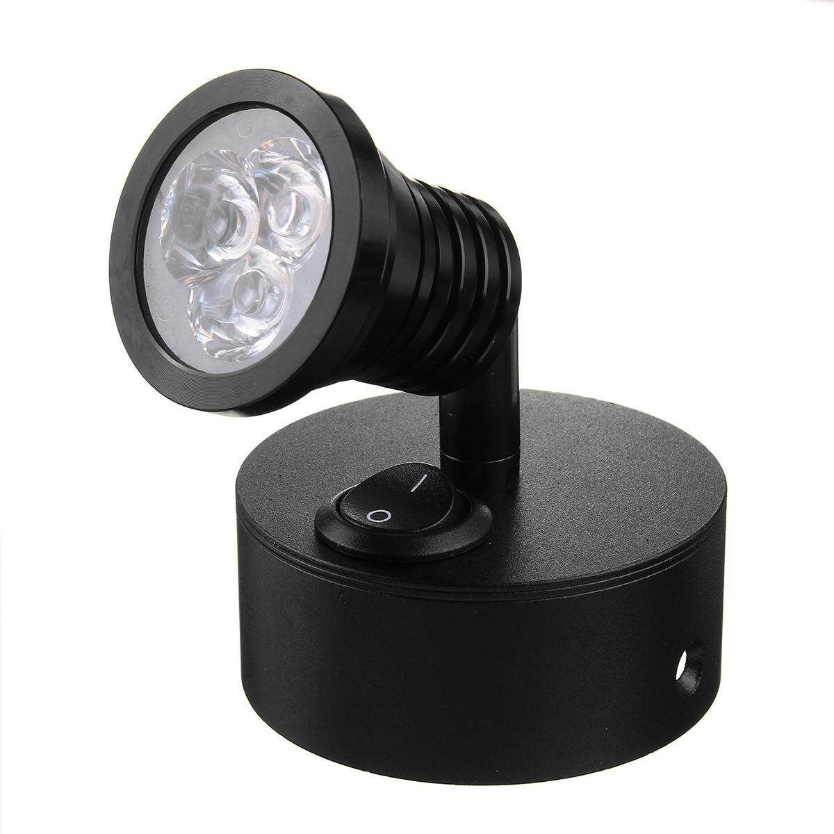 2X LED Wall Light 360° Rotation Spotlight Bedside Reading Lamp Caravan Boat 12V-Black
