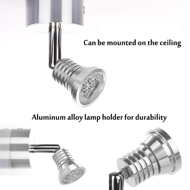 2X LED Wall Light 360° Rotation Spotlight Bedside Reading Lamp Caravan Boat 12V-Black