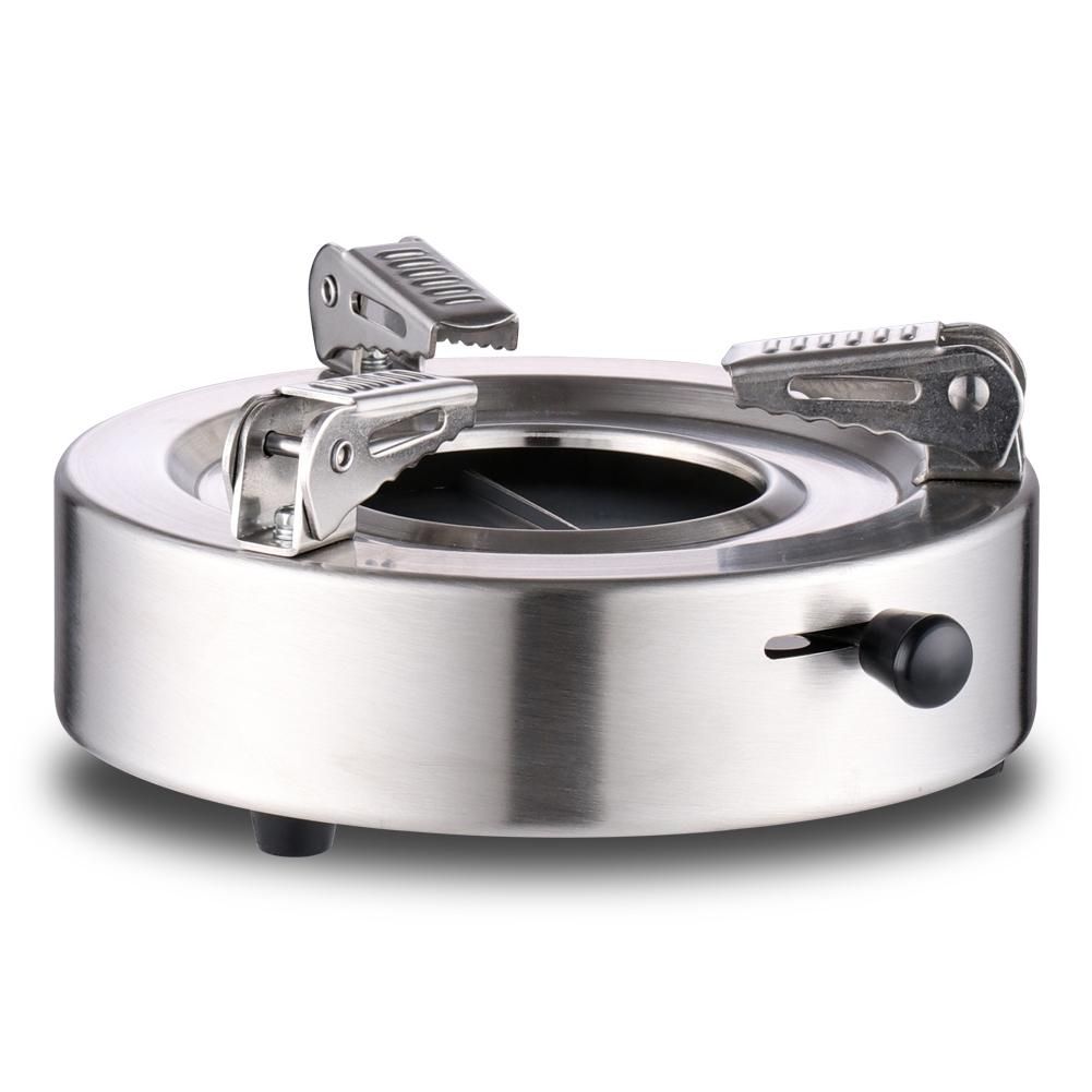 Outdoor Portable Mini Stove Stainless Steel Furnace Adjustable Firepower Lightweight Wind Proof for Camping Barbecue Hot Pot Outdoor Cooking Silvery