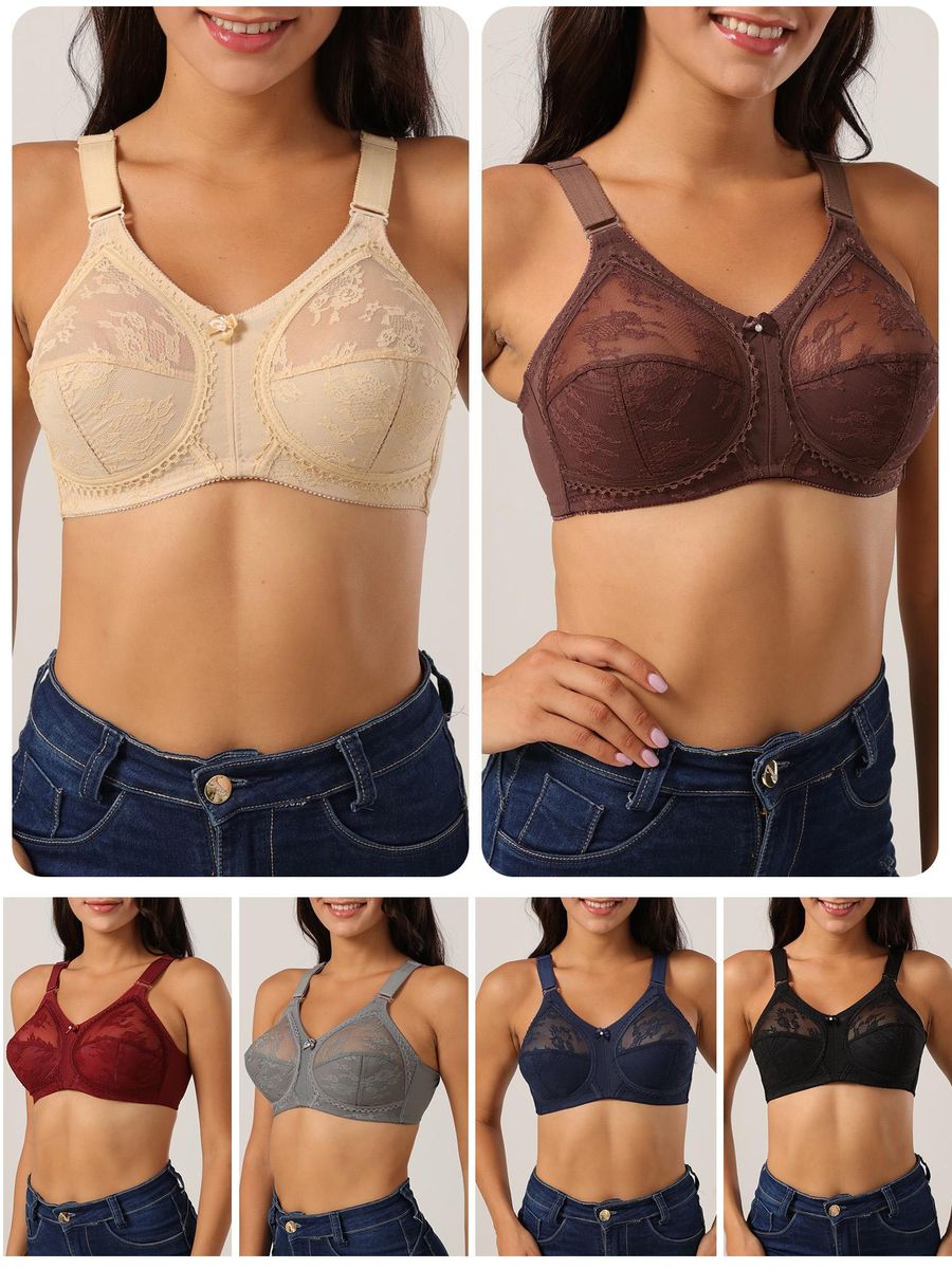 Women Plus Size Bra Full Coverage Wirefree Comfort Lace Bralettes