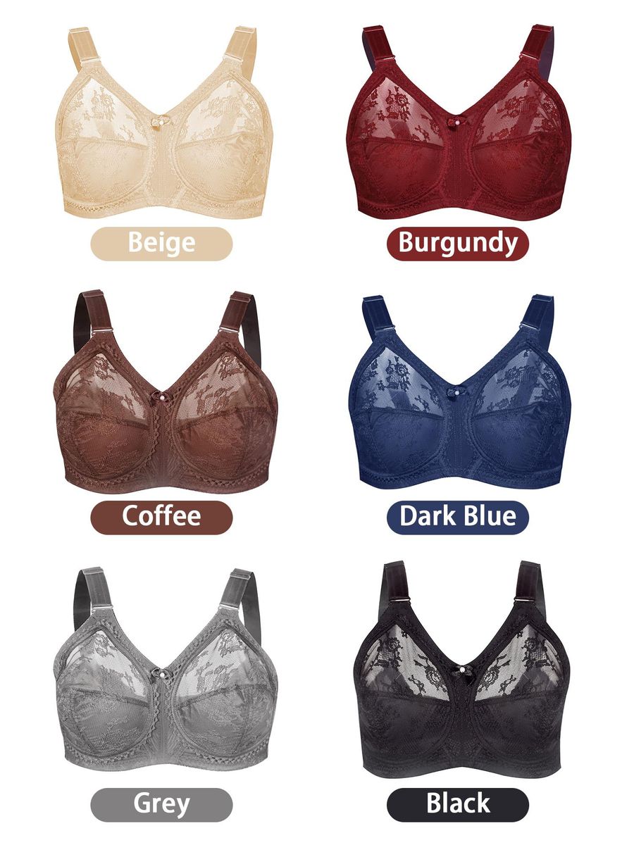 Women Plus Size Bra Full Coverage Wirefree Comfort Lace Bralettes