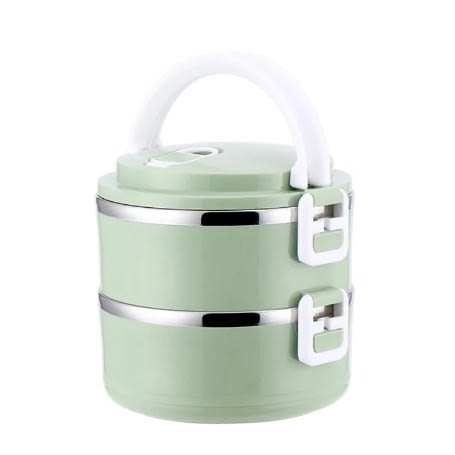 2 Layers Stainless Thermal Lunch Box - Green