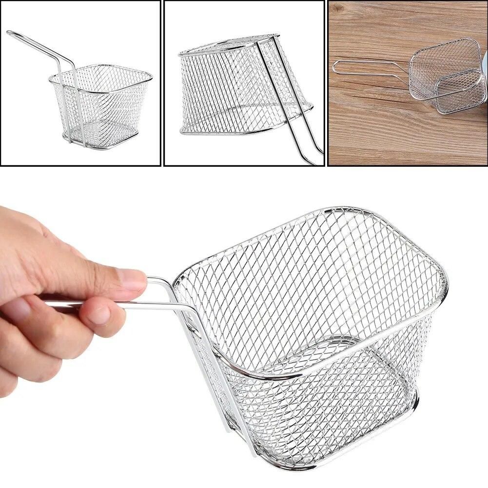 8Pcs Mini Stainless Steel Chips Deep Fry Baskets Food Presentation Strainer Potato Cooking Tool