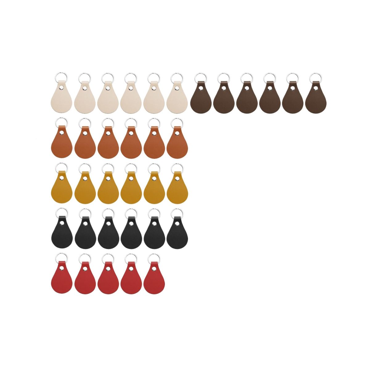 36Pcs PU Leather Key Chain Kit,Leather Key Fob Kit Leather Keychain with Key Rings and Rivets for DIY Craft (6 Colors)