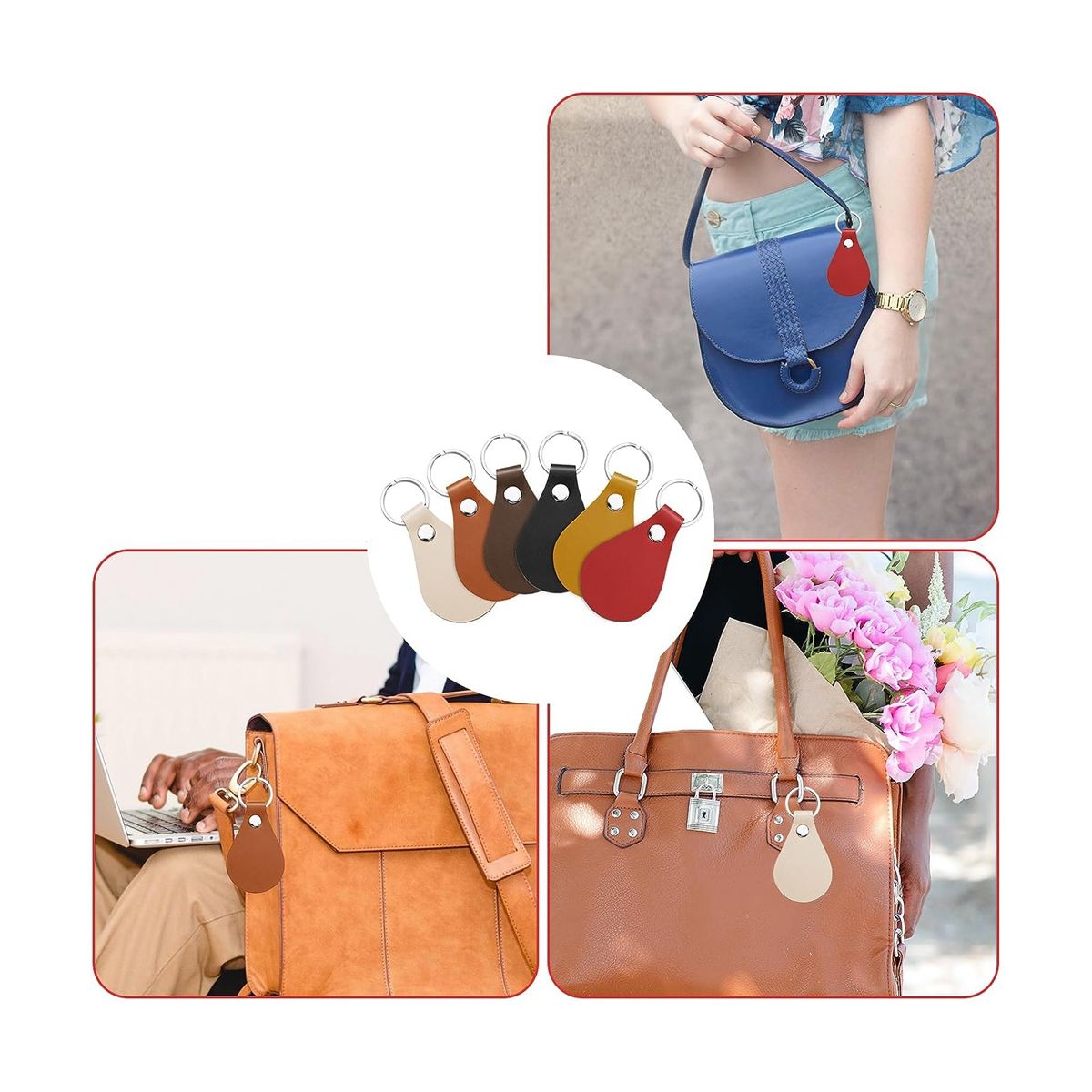 36Pcs PU Leather Key Chain Kit,Leather Key Fob Kit Leather Keychain with Key Rings and Rivets for DIY Craft (6 Colors)