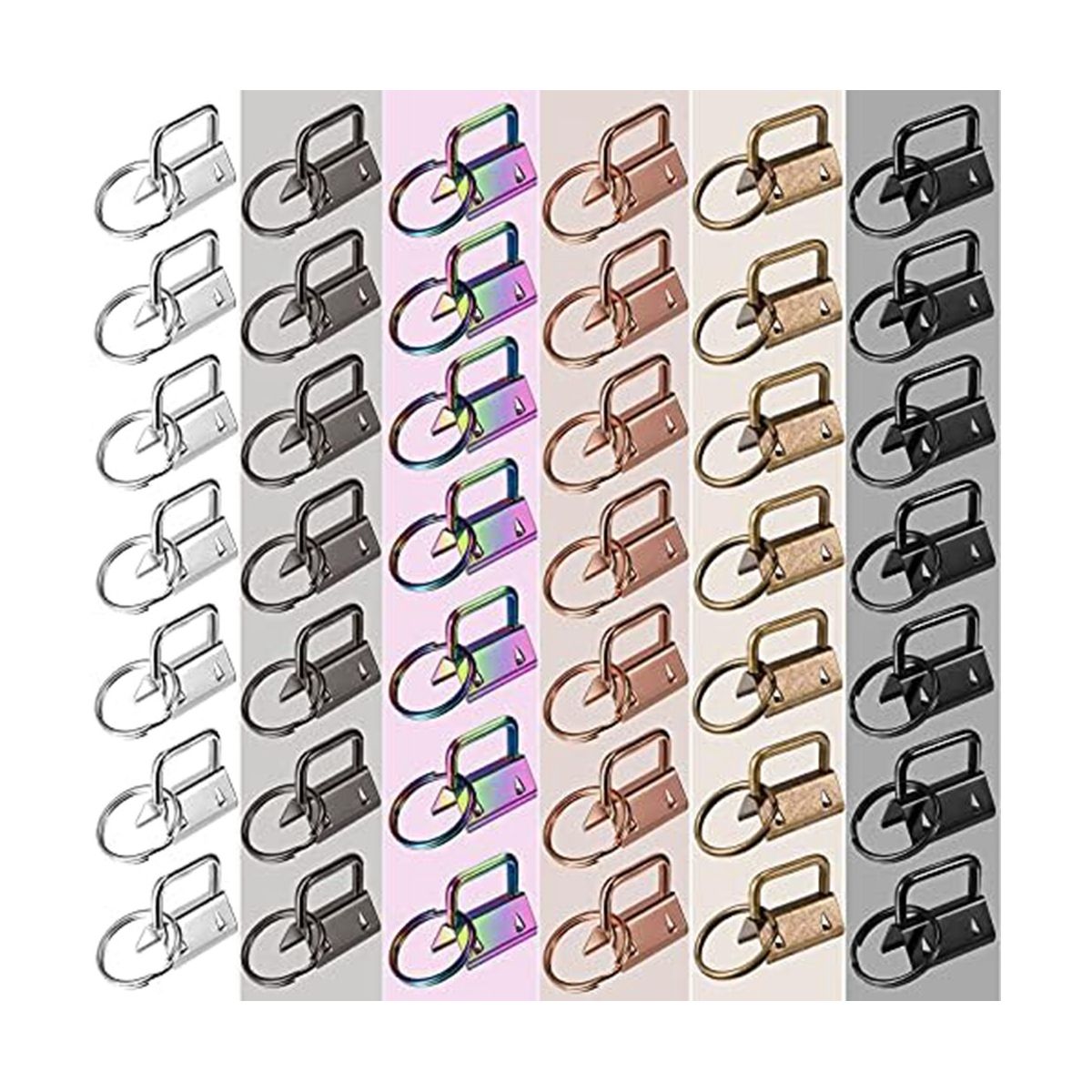 180 Pcs Key Fob Hardware 6 Colors Keychain Fob Wristlet Hardware with Key Ring Key Fob Chain Hardware 1 Inch