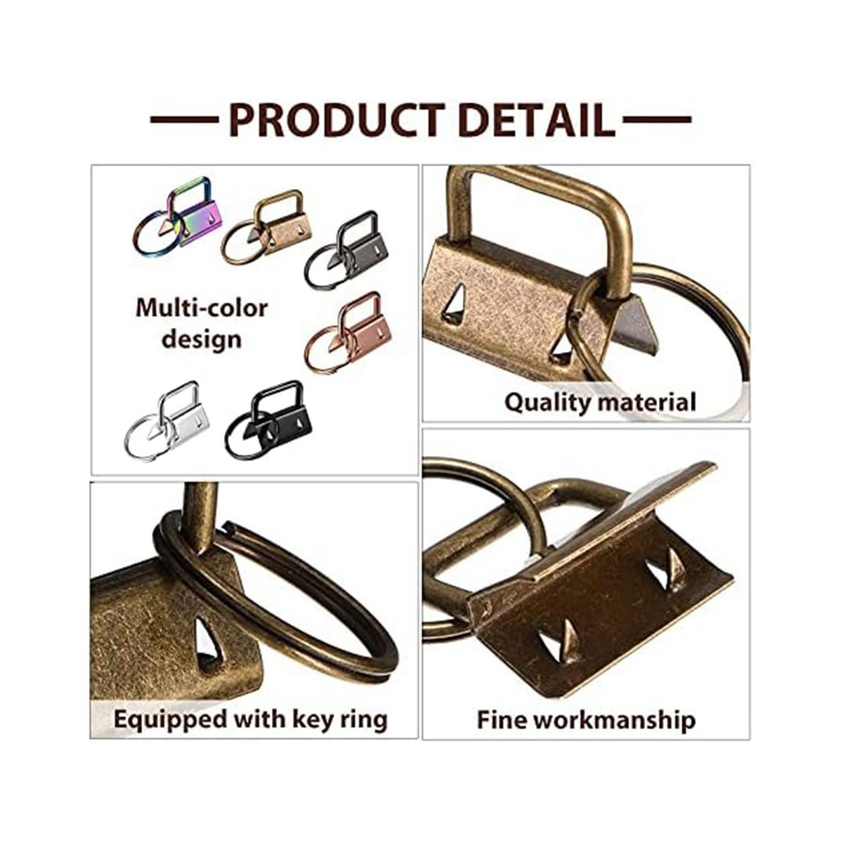 180 Pcs Key Fob Hardware 6 Colors Keychain Fob Wristlet Hardware with Key Ring Key Fob Chain Hardware 1 Inch