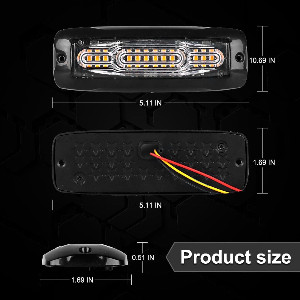 Emergency Ambulance Strobe Light 16 Modes Flashing Lighting 12W Pickup Trucks LED Side Warning