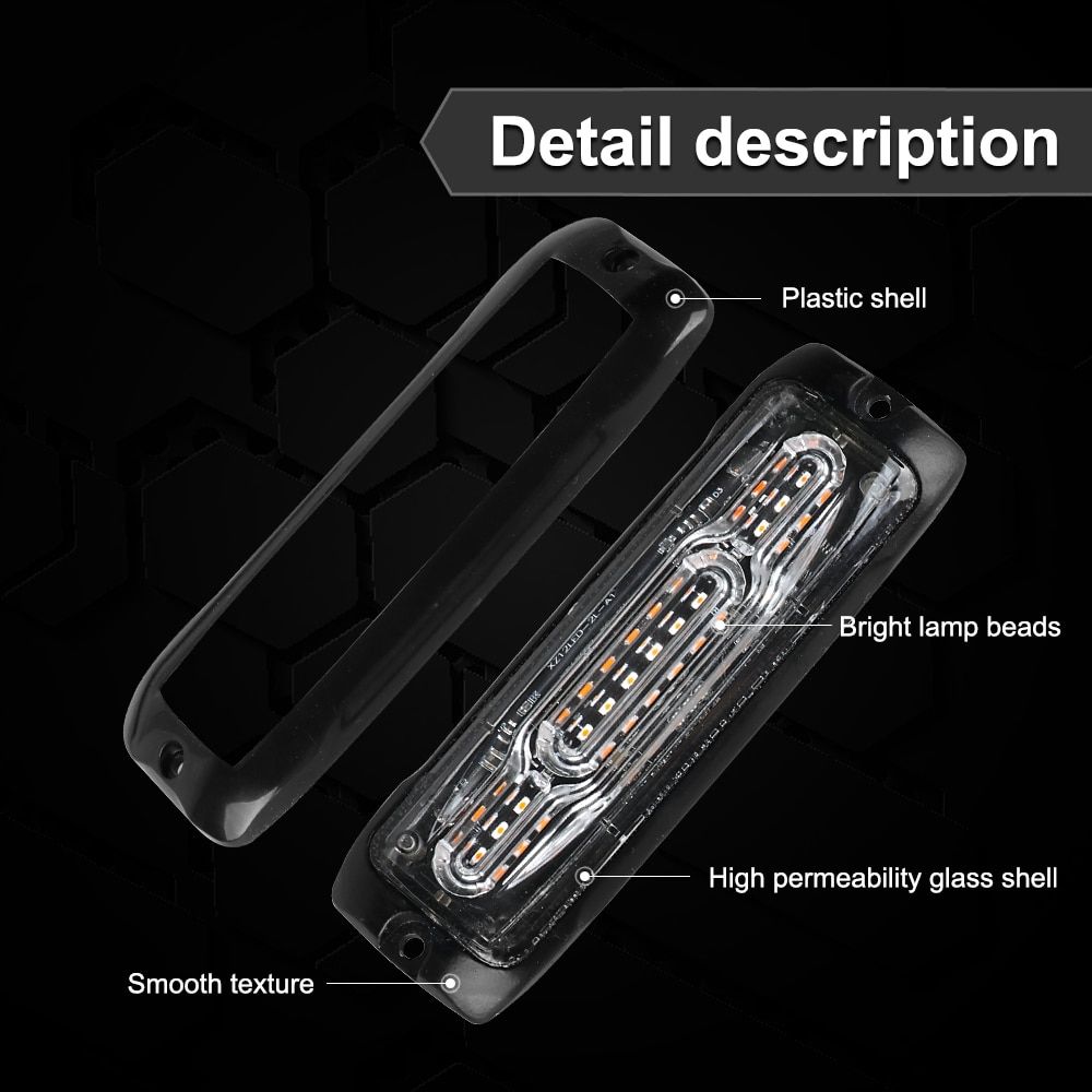 Emergency Ambulance Strobe Light 16 Modes Flashing Lighting 12W Pickup Trucks LED Side Warning