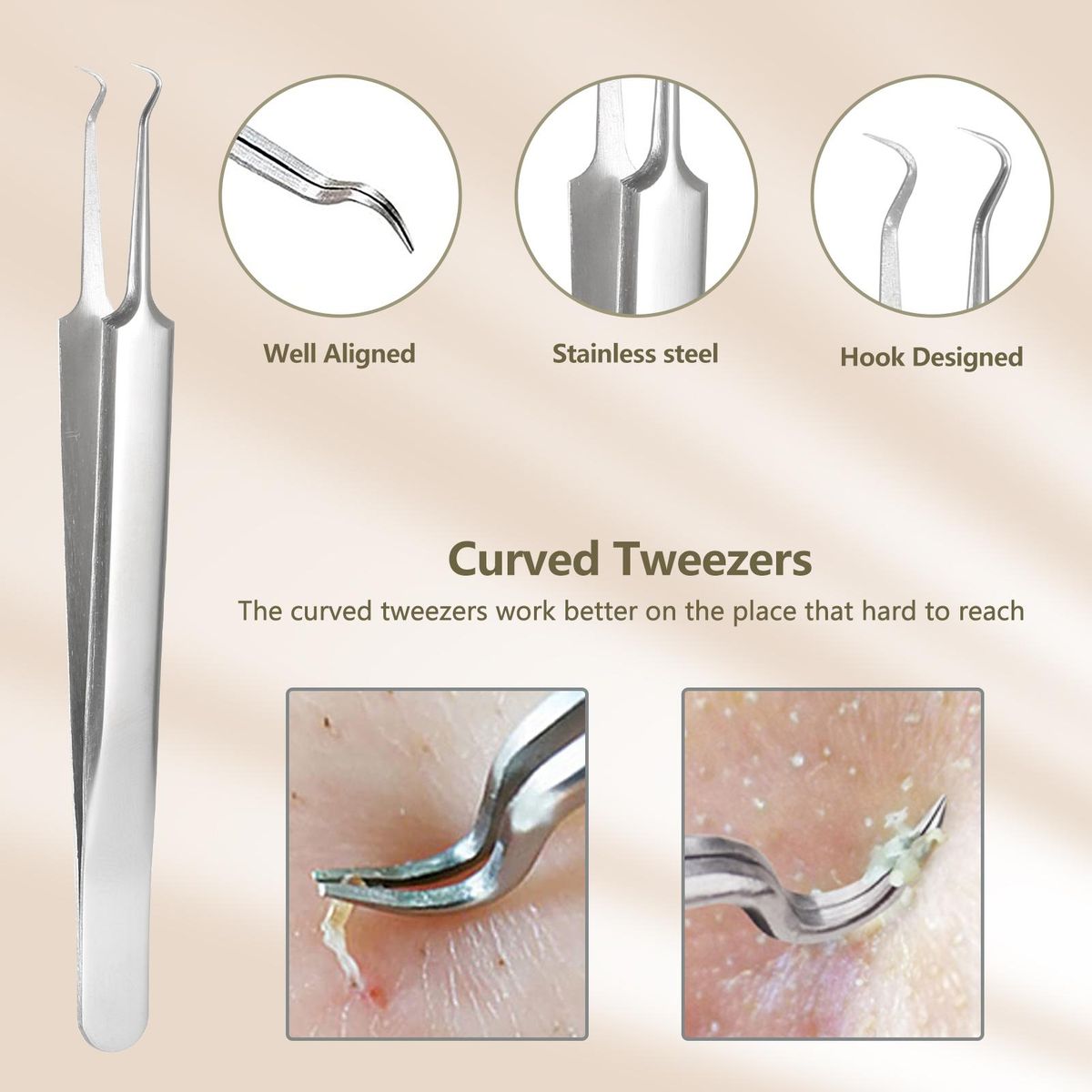 5PCS Stainless steel Acne Removal Kit Blackhead Remover Facial Pimple Comedone Needle